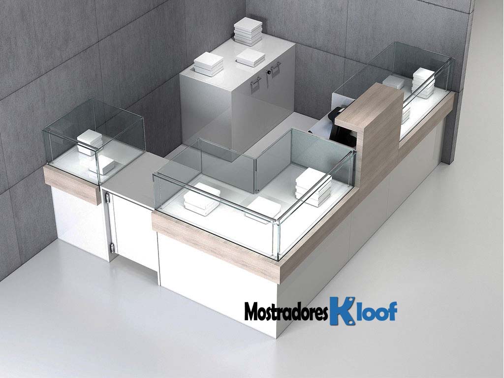 Mostradores modulares de vitrina para recepción