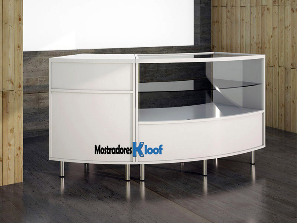 Mostradores curvos para tiendas y comercios